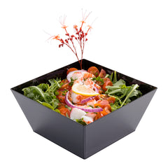 18 oz Square Black Plastic Medium Modern Bowl - 6 3/4