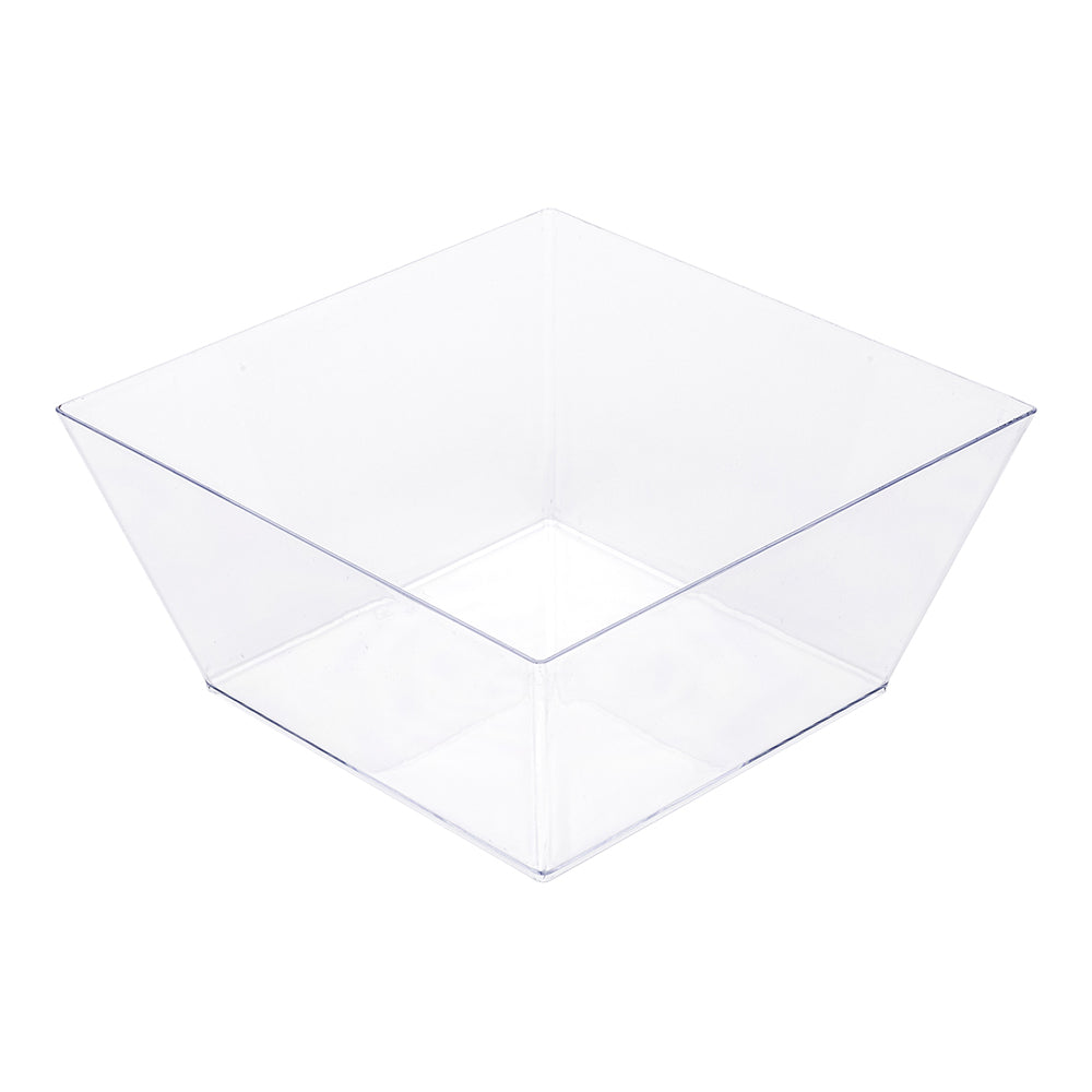 18 oz Square Clear Plastic Medium Modern Bowl - 6 3/4" x 6 3/4" x 3" - 25 count box