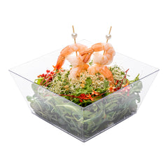 18 oz Square Clear Plastic Medium Modern Bowl - 6 3/4