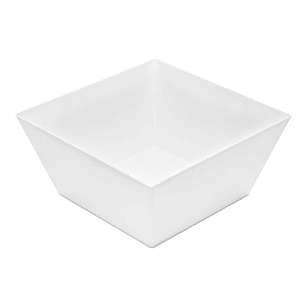 18 oz Square White Plastic Medium Modern Bowl - 6 3/4" x 6 3/4" x 3" - 25 count box