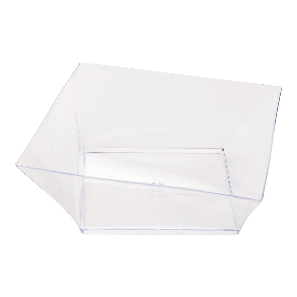 7 oz Square Clear Plastic Small Girata Bowl - 4" x 4" x 1 1/2" - 100 count box