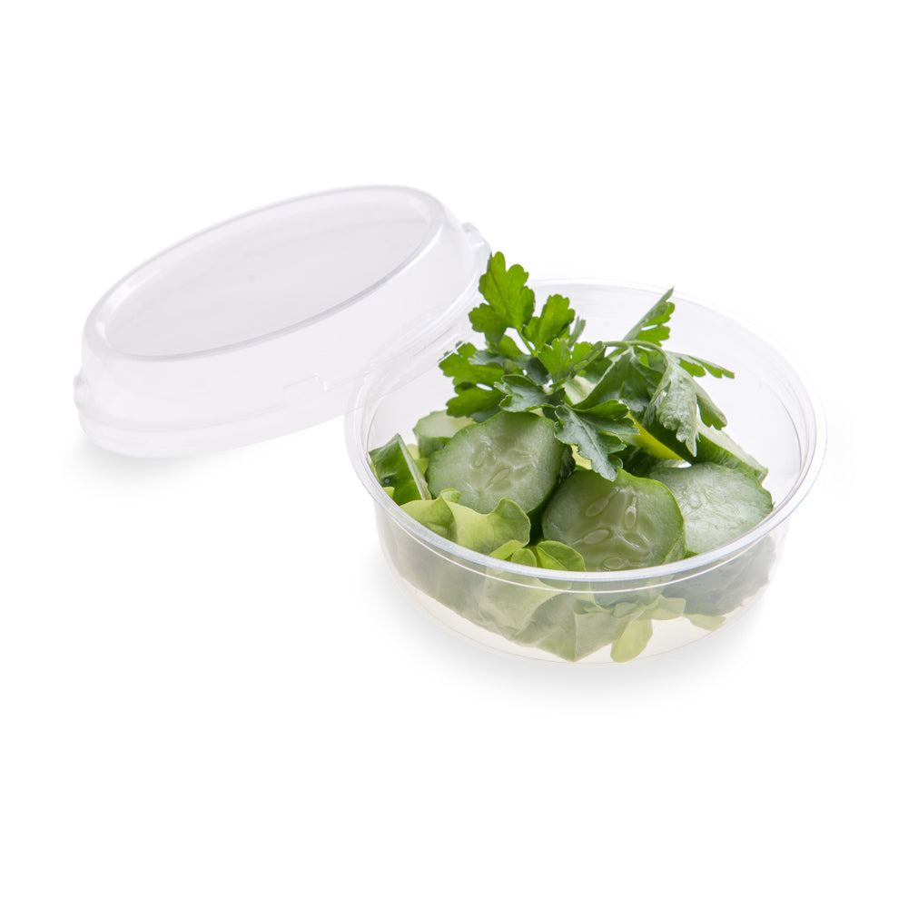 Basic Nature Round Clear PLA Plastic Dome Lid - Fits To Go Deli Container, Compostable - 500 count box