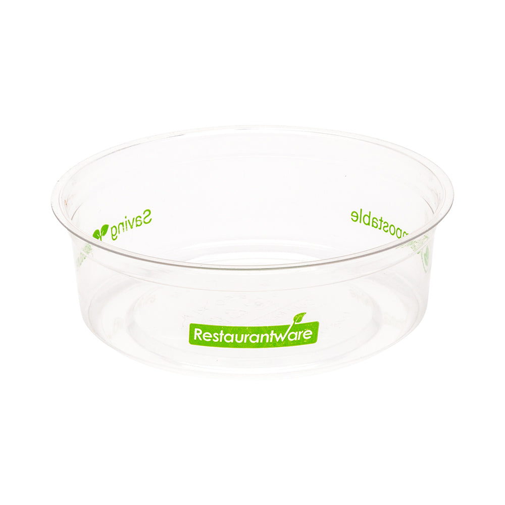 Basic Nature 8 oz Round Clear PLA Plastic To Go Deli Container - Compostable - 4 3/4" x 4 3/4" x 1 3/4" - 500 count box