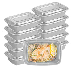 Asporto 38 oz Rectangle Silver Plastic To Go Box - with Clear Lid, Microwavable - 8 3/4