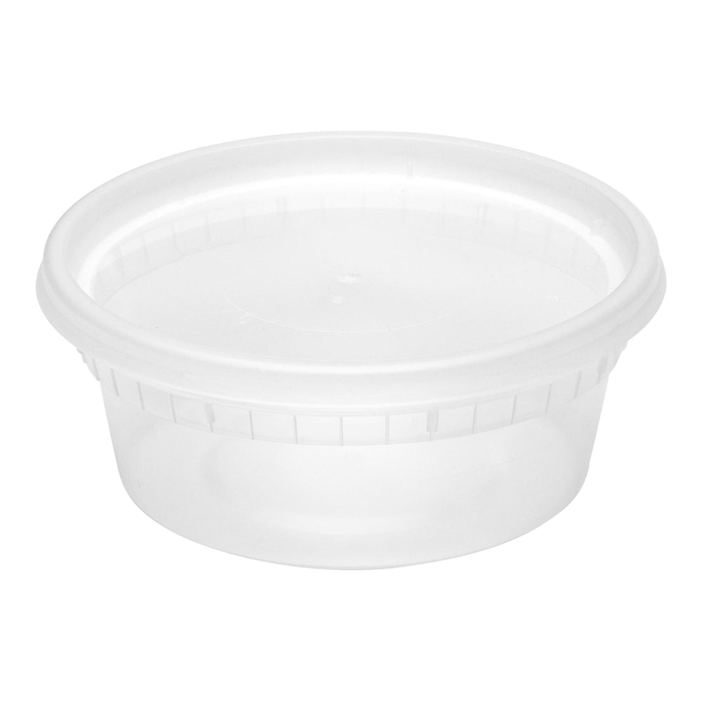 Asporto 8 oz Round Clear Plastic Soup Container - with Lid, Microwavable - 4 1/2" x 4 1/2" x 1 3/4" - 100 count box