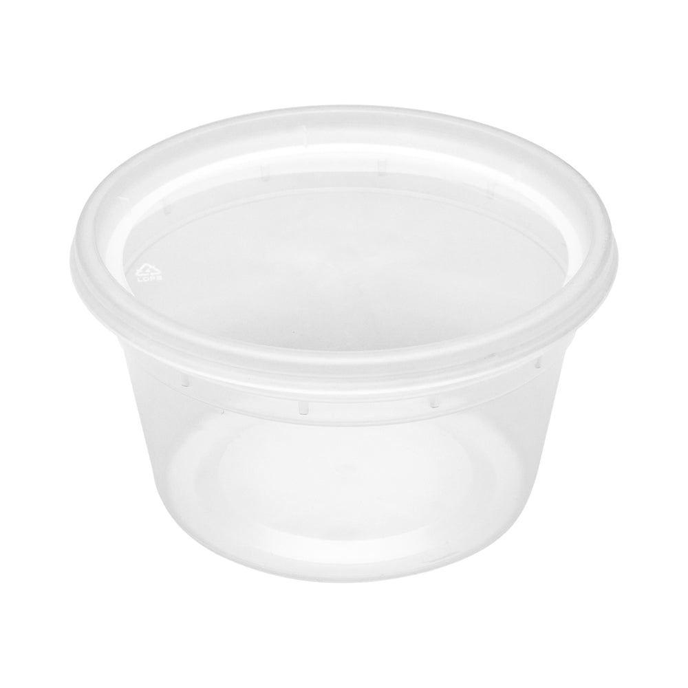 Asporto 12 oz Round Clear Plastic Soup Container - with Lid, Microwavable - 4 1/2" x 4 1/2" x 2 1/2" - 100 count box