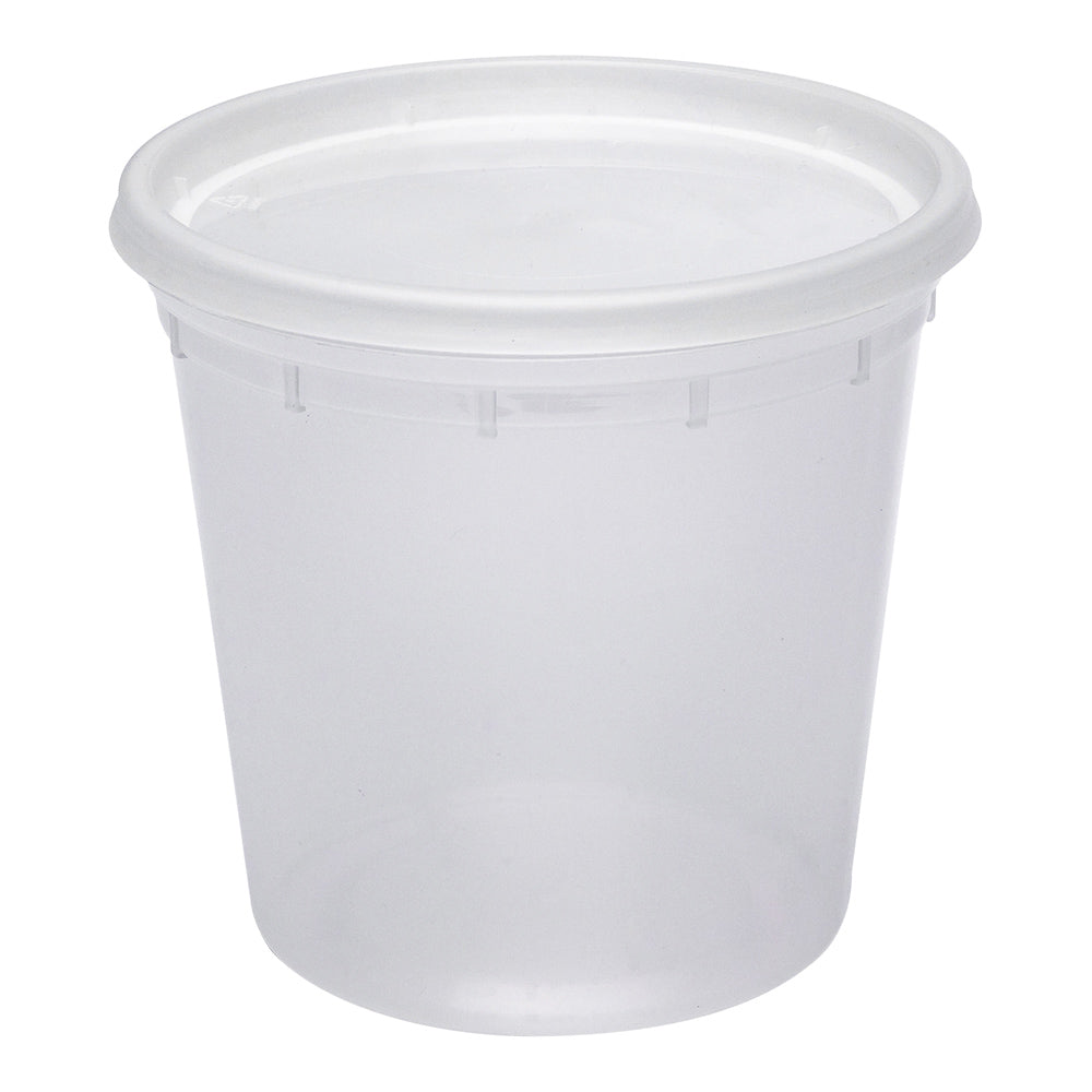 Asporto 24 oz Round Clear Plastic Soup Container - with Lid, Microwavable - 4 1/2" x 4 1/2" x 4 1/4" - 100 count box