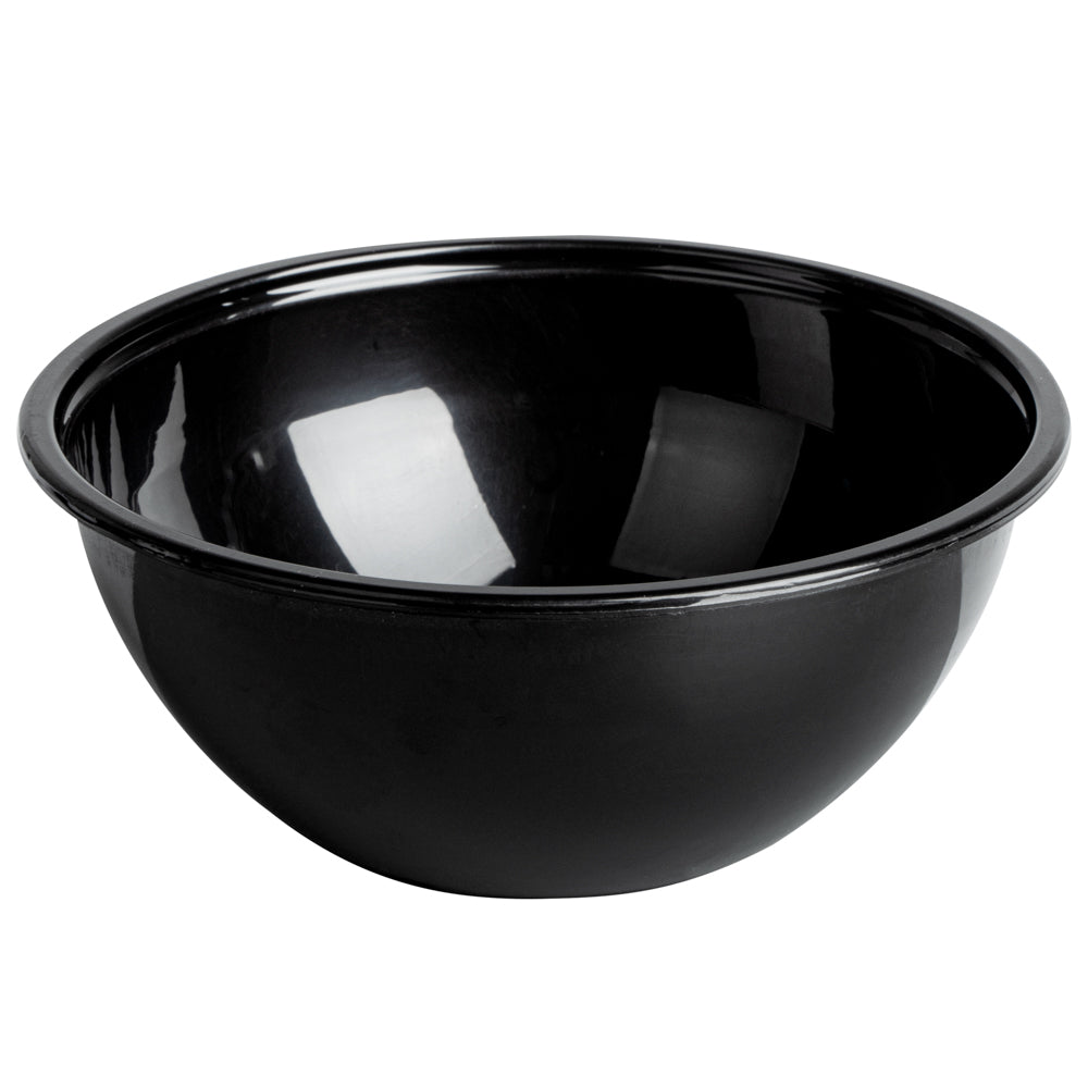 7 oz Round Black Plastic Salad Bowl - 5" x 5" x 1 3/4" - 200 count box