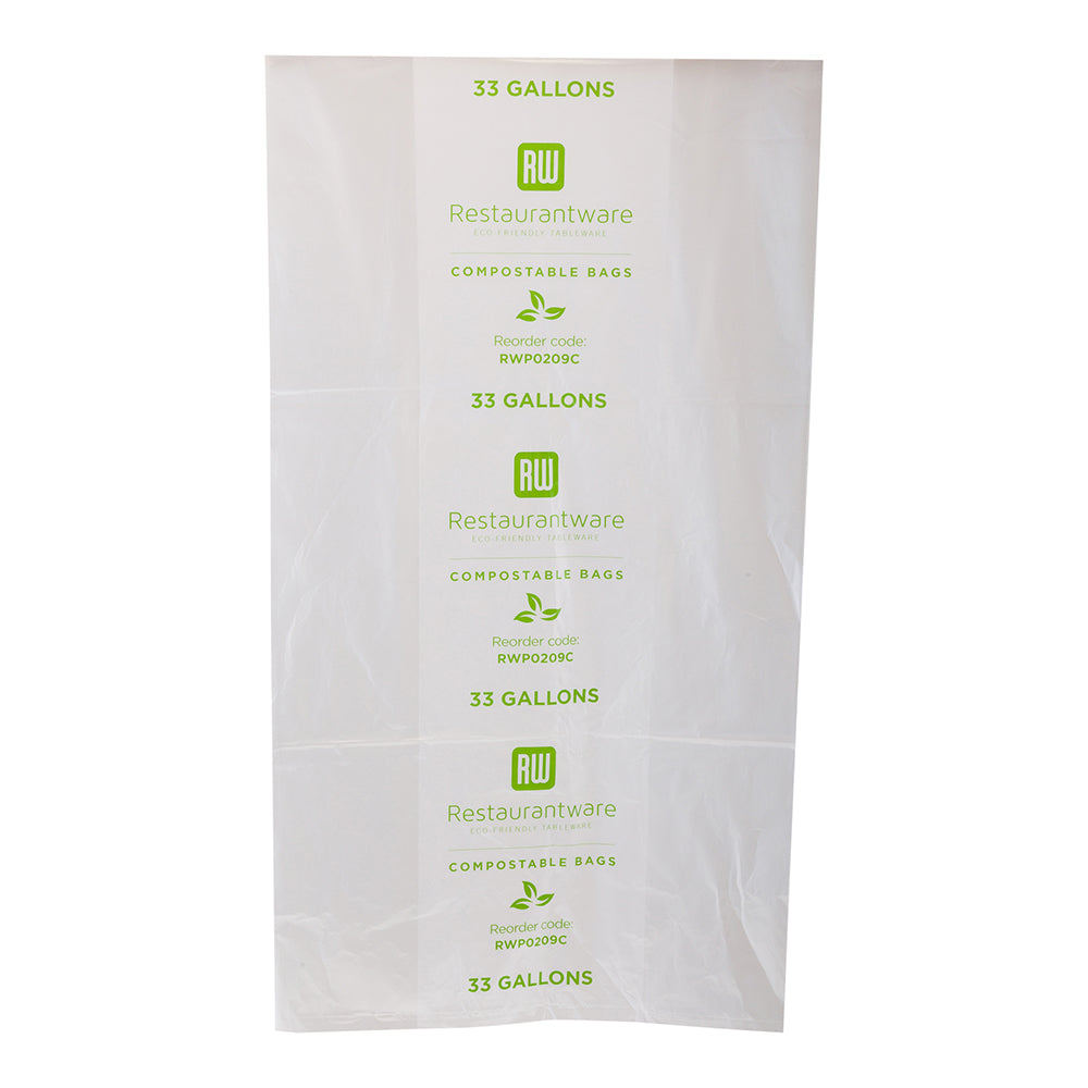 Basic Nature 33 gal Clear Plastic Trash Can Liner - Compostable - 100 count box