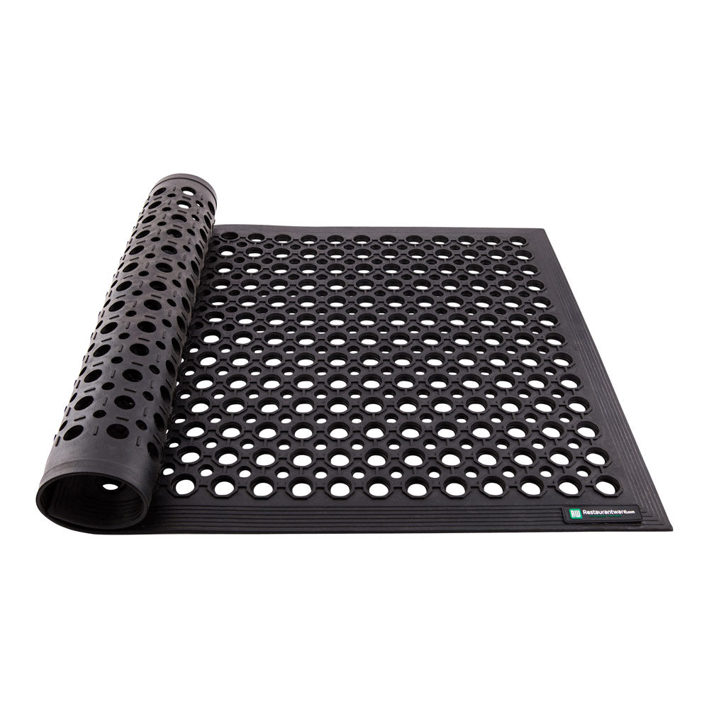 Serve Secure Rectangle Black Rubber Floor Mat - Beveled Edge - 36" x 24" x 1/2" - 1 count box