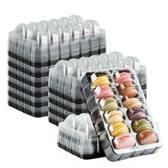 Shock Safe Rectangle Black Plastic Macaron Take Out Box - Fits 12 Macarons - 11