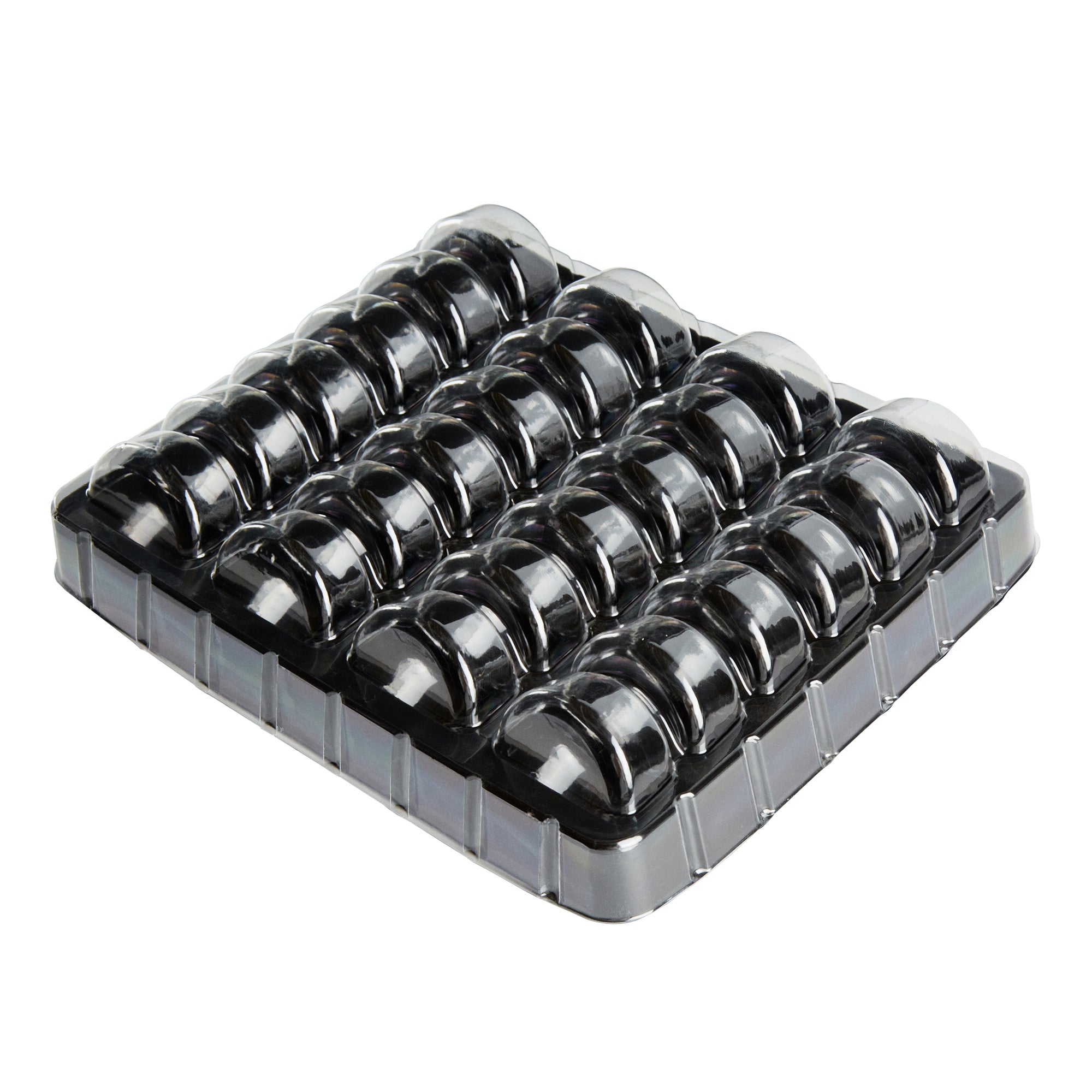 Shock Safe Rectangle Black Plastic Macaron Take Out Box - Fits 24 Macarons - 11" x 9" x 2" - 100 count box