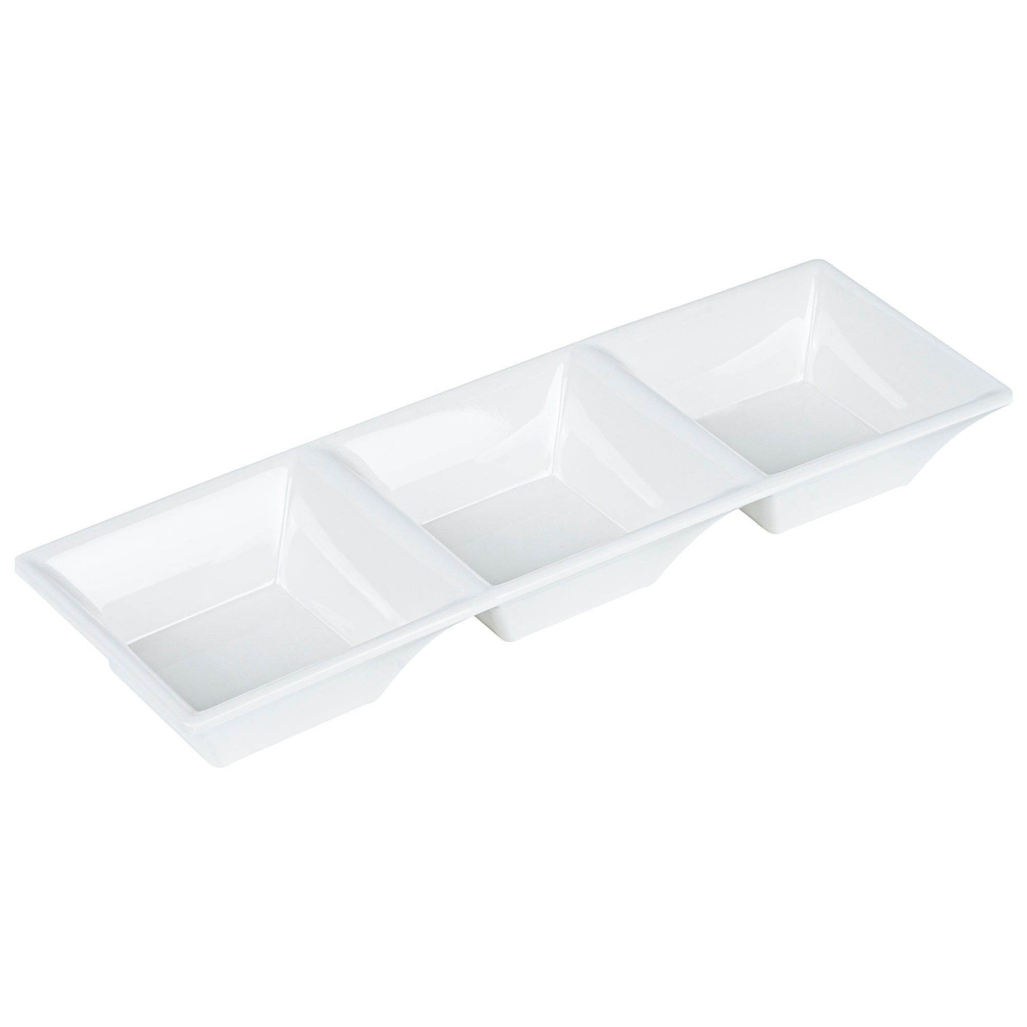 Voga 5 oz Square White Melamine Triplets Set - 8 3/4" x 2 3/4" x 1" - 10 count box