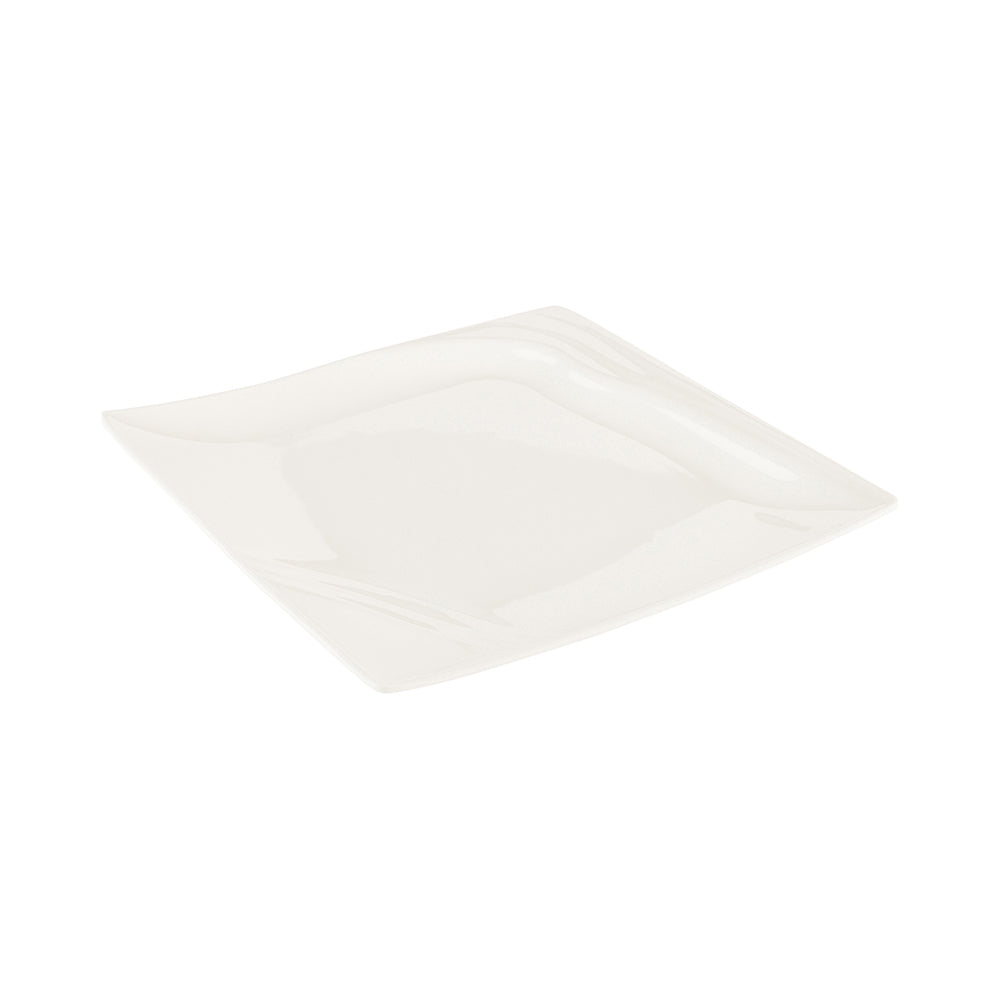 Voga Square White Melamine Extra Large Plate - Flare - 14" x 14" x 1 1/4" - 10 count box