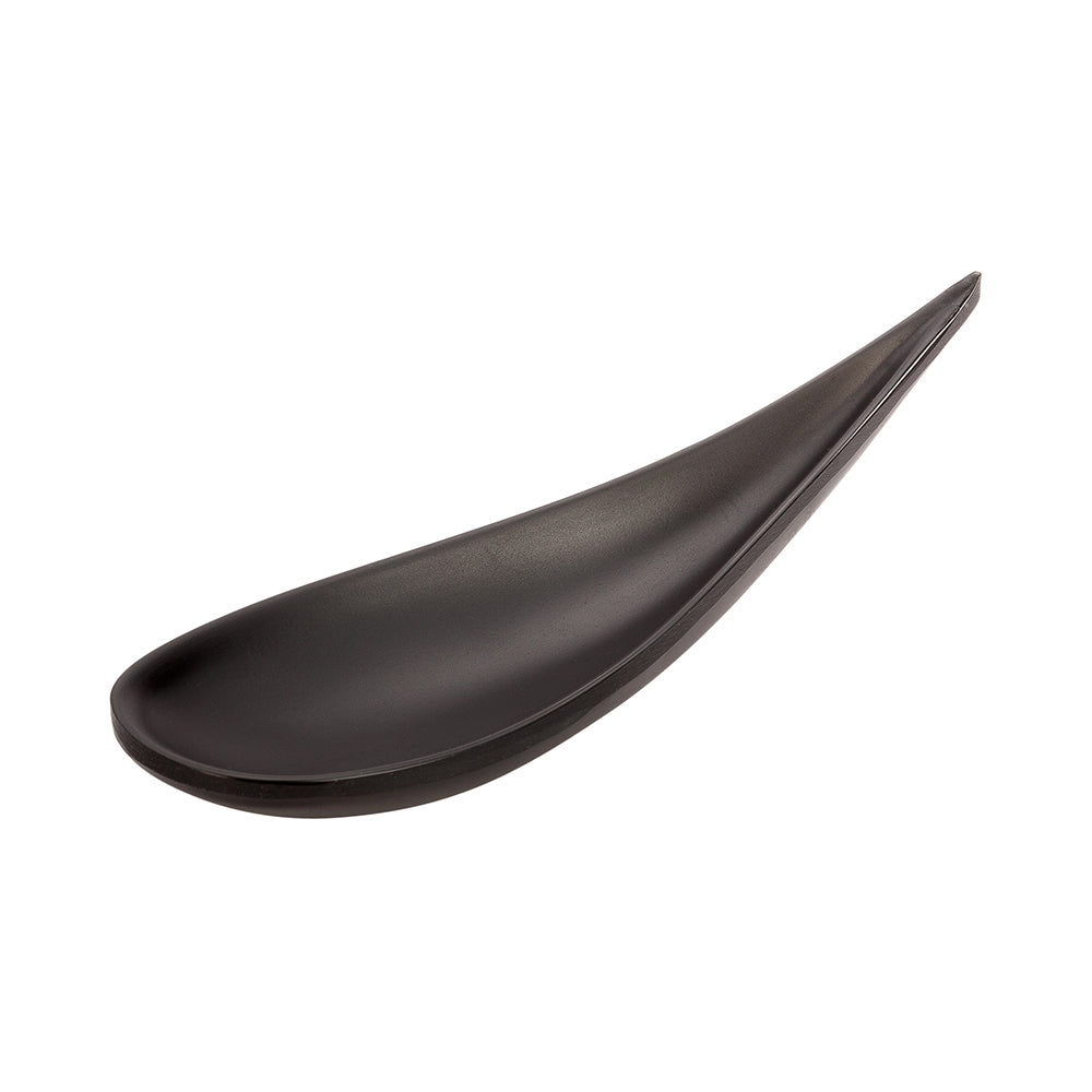 Voga Teardrop Black Melamine Tasting Spoon - Japonais, Moderna - 4 1/4" x 1 3/4" x 1 3/4" - 10 count box