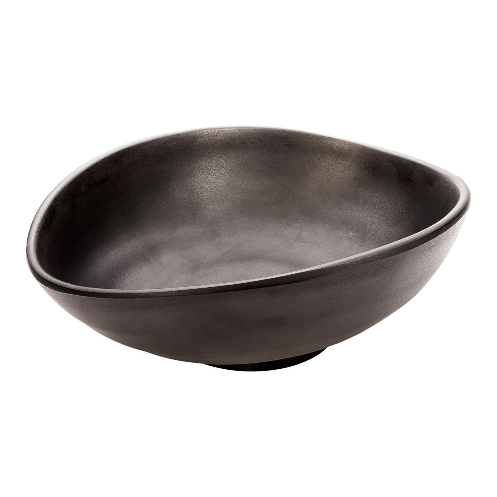 Voga 44 oz Round Black Melamine Freeform Large Bowl - Japonais, Black Stone - 9 1/2" x 7 3/4" x 3 1/2" - 2 count box