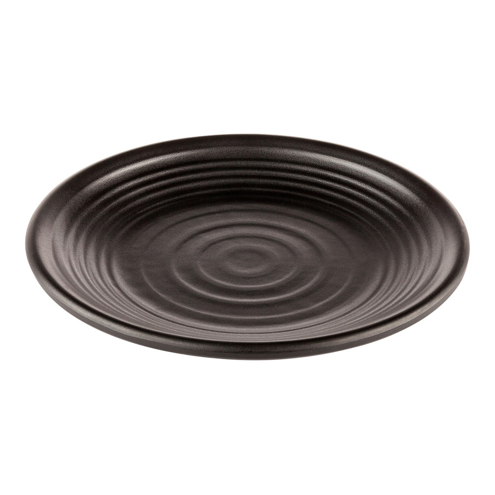 Voga Round Black Melamine Large Plate - Japonais, Black Stone - 12" x 12" x 1 1/4" - 10 count box