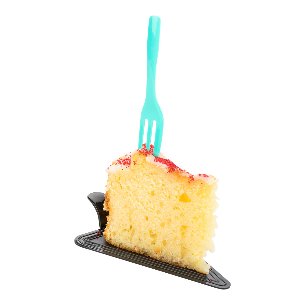 Teal Plastic Cake Fork with Knife Edge - 4" x 3/4" - 500 count box