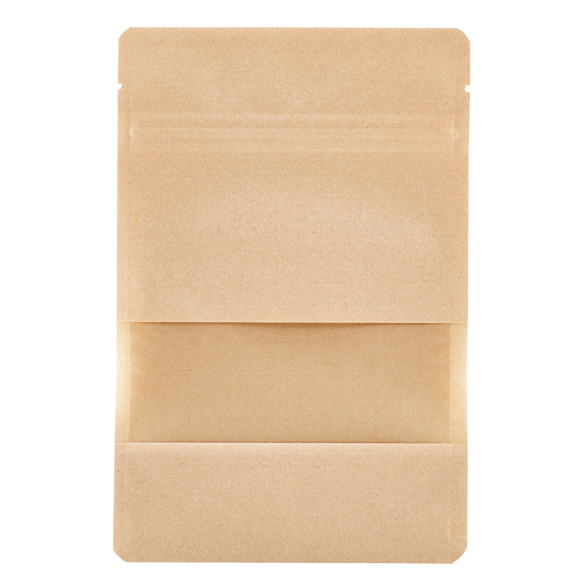 Bag Tek Kraft Plastic Small Window Bag - Heat Sealable - 7" x 4 3/4" x 1 1/2" - 100 count box