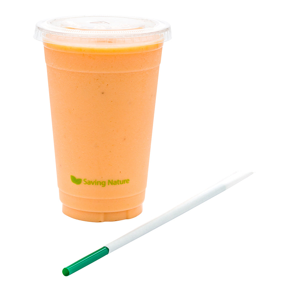 Basic Nature Green PLA Plastic Straw - Wrapped, Compostable - 8 1/4" - 2000 count box