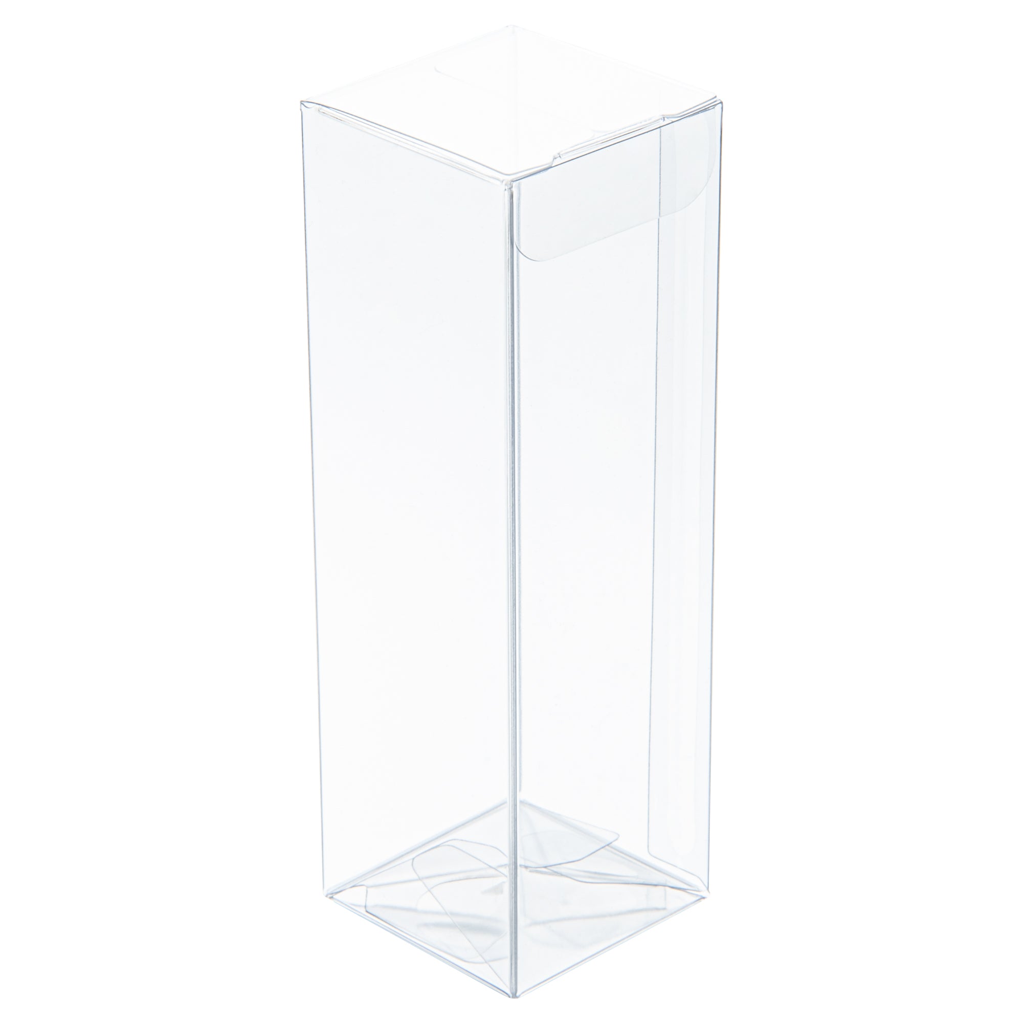 Sweet Vision Clear Plastic Favor Box - Tuck Top, Pop & Lock Bottom - 1 1/2" x 1 1/2" x 5" - 100 count box