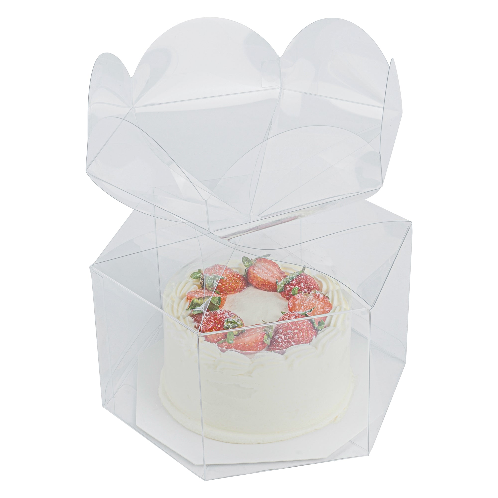 Sweet Vision Clear Plastic Gift Box - Flower Top - 6 1/2" x 7 1/2" x 7 3/4" - 100 count box