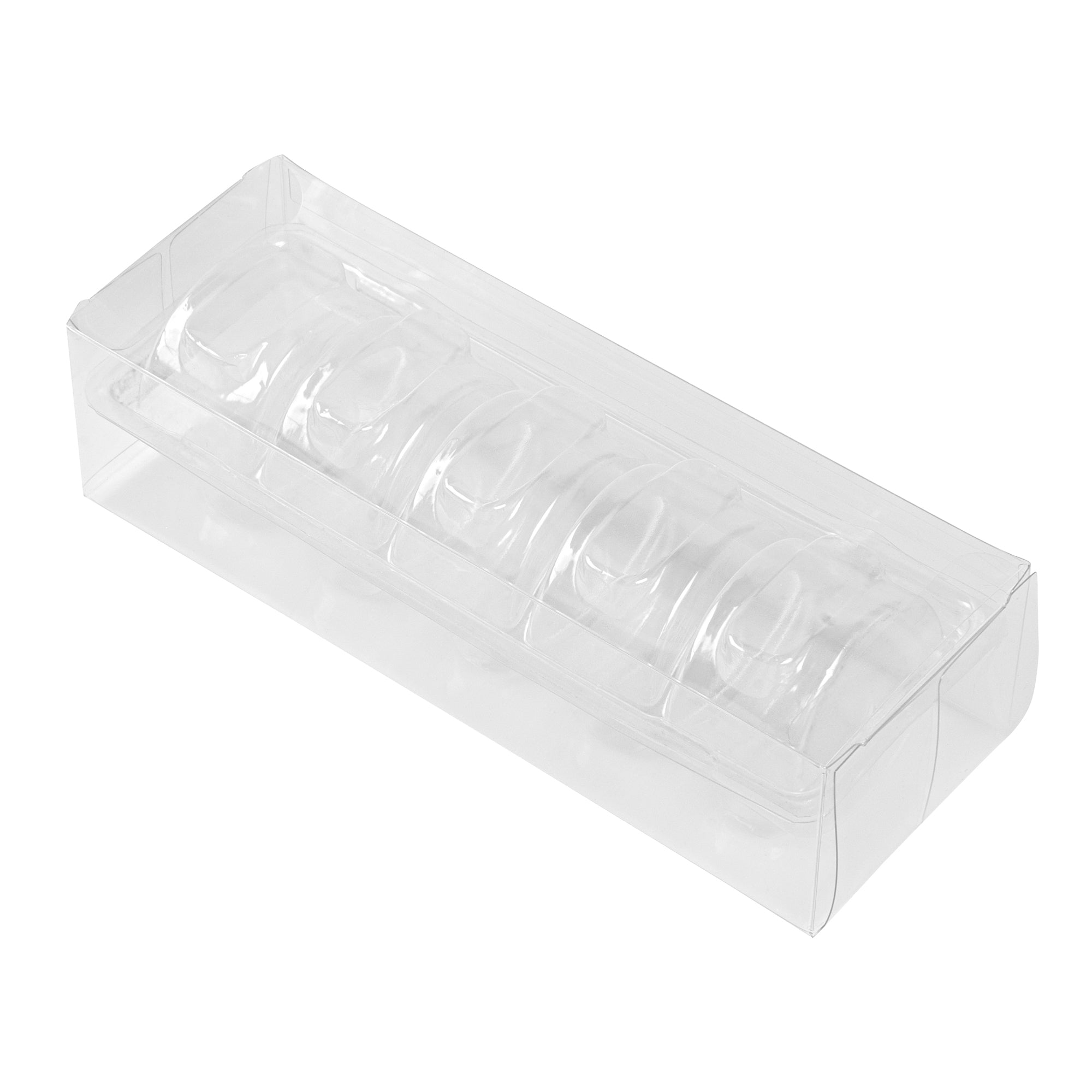 Sweet Vision Clear Plastic French Macaron Box - Fits 5 Macarons - 7 1/2" x 2 1/2" x 2" - 100 count box