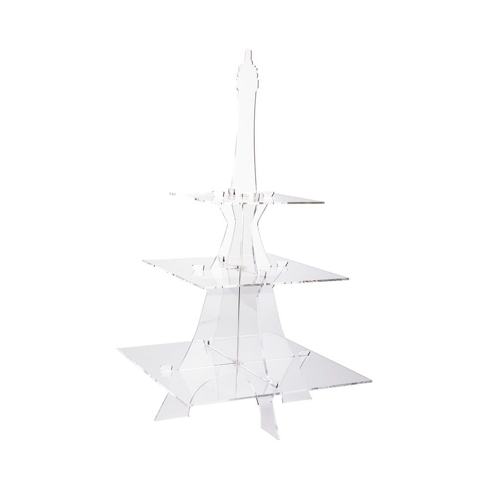 Clear Tek Clear Acrylic Eiffel Tower Food Display - 3-Tier - 14 1/2" x 14 1/2" x 27 1/4" - 1 count box