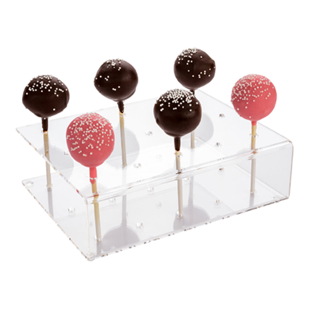 Clear Tek Clear Acrylic Cake Pop Holder - 15 slots - 7 3/4" x 6" x 2" - 1 count box