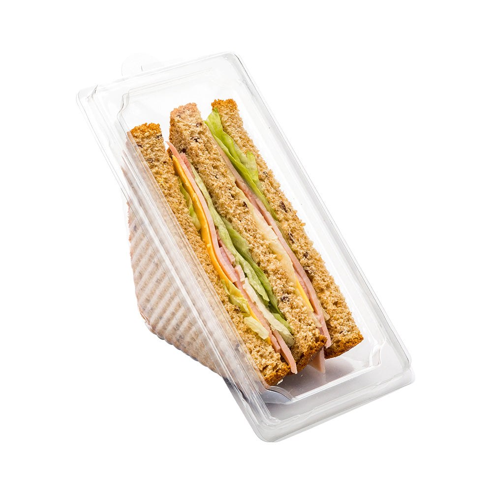 Thermo Tek 10 oz Triangle Clear Plastic Sandwich Container - with Lid - 6 1/4" x 3 1/4" x 3" - 100 count box