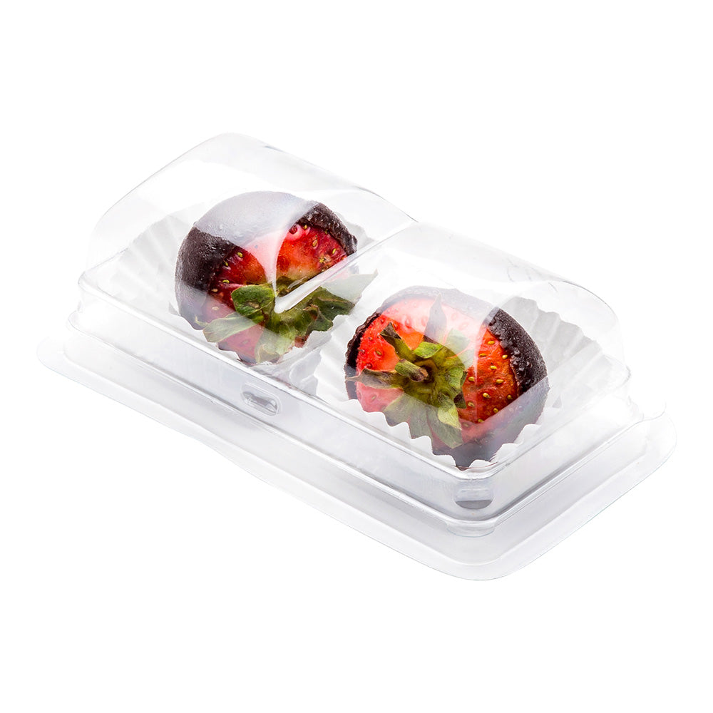 Thermo Tek 5 oz Clear Plastic Pastry Box - with Lid, Duo - 5 1/4" x 3" x 1 3/4" - 100 count box