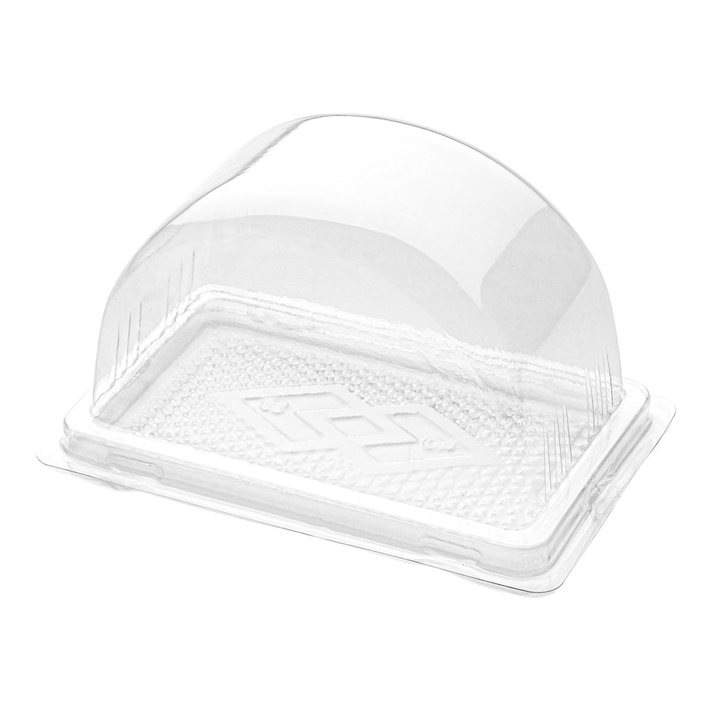 Thermo Tek 13 oz Semicircle Clear Plastic Swiss Roll Cake Box - with Lid - 5 1/2" x 3 1/2" x 3 1/4" - 100 count box