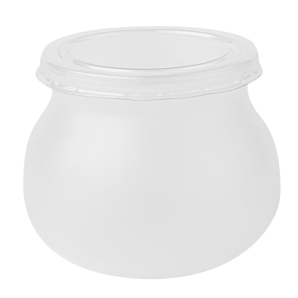 4 oz Frosted Plastic Bulbous Candy Jar - with Lid - 2 1/2" x 2 1/2" x 2 1/2" - 100 count box