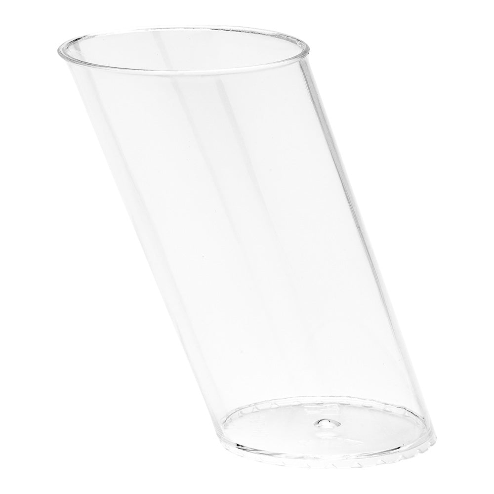 3 oz Round Clear Plastic Mini Slope Cup - 2" x 2" x 3 3/4" - 100 count box