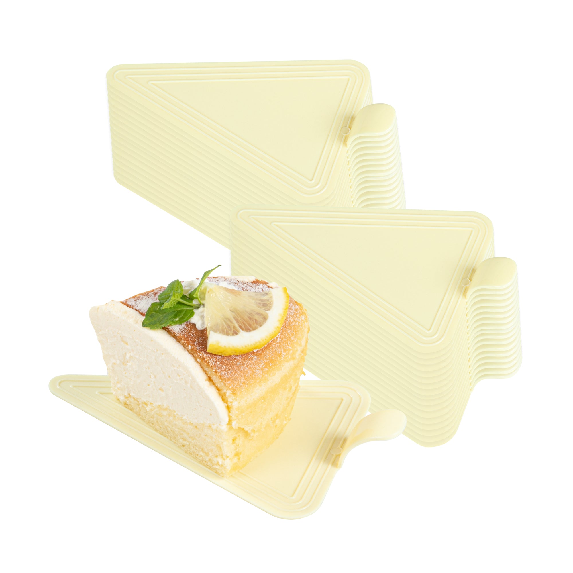 Triangle Lemon Chiffon Plastic Cake Server - 4 1/2" x 3" - 100 count box