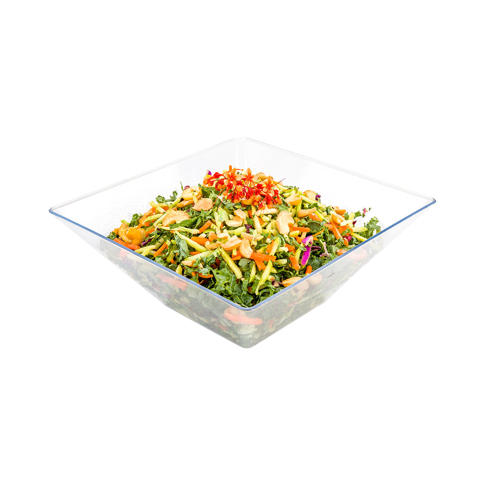 56 oz Clear Plastic Modern Small Catering Serving Bowl - 8 1/2" x 8 1/2" x 3 1/2" - 25 count box