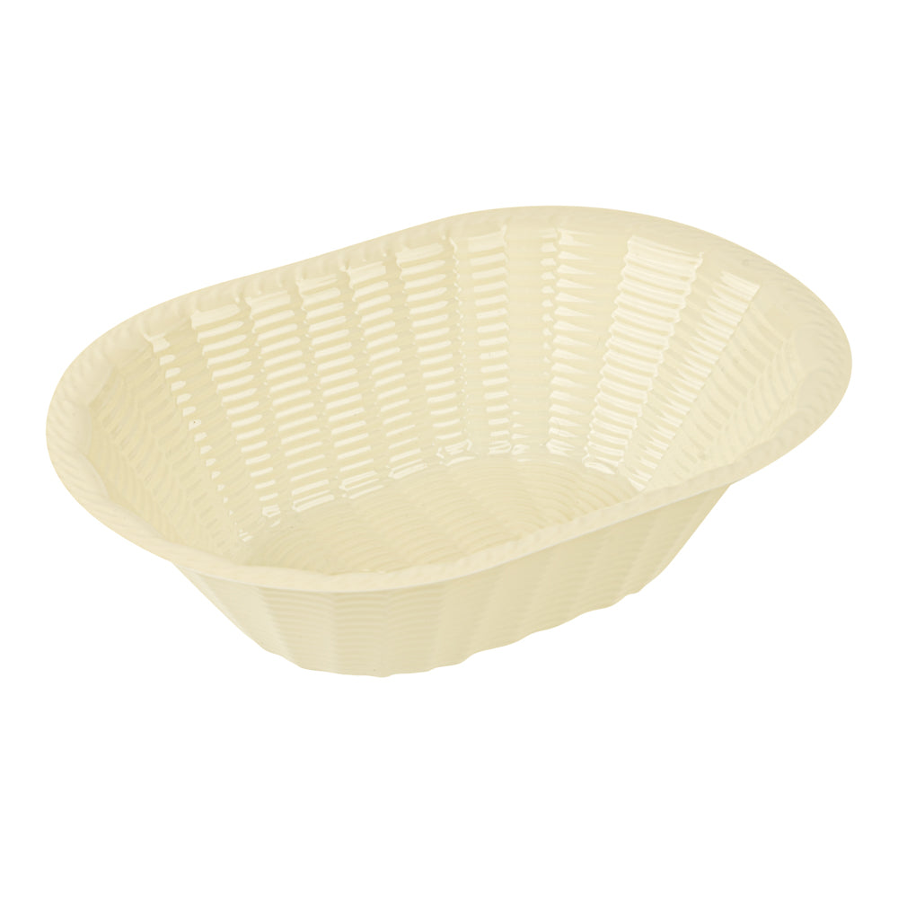 25 oz Cream Plastic Oval Food Serving Basket - Disposable - 9 1/4" x 6 1/4" x 2 1/2" - 100 count box