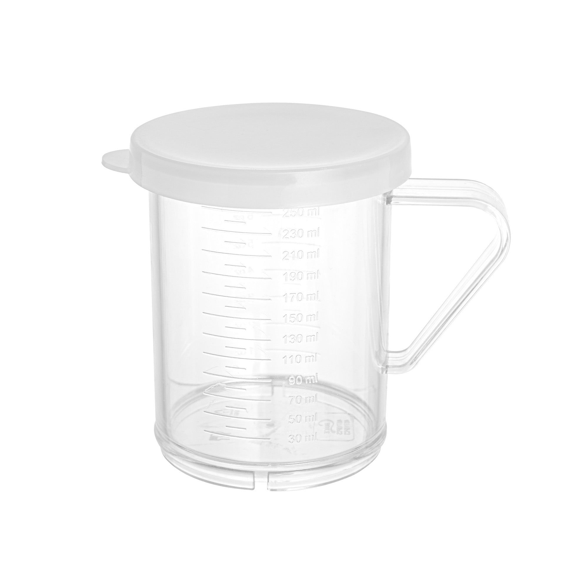 RW Base 10 oz Clear Polycarbonate Dredge Spice Shaker - with White Solid Lid - 4 3/4" x 3 1/4" x 4" - 1 count box