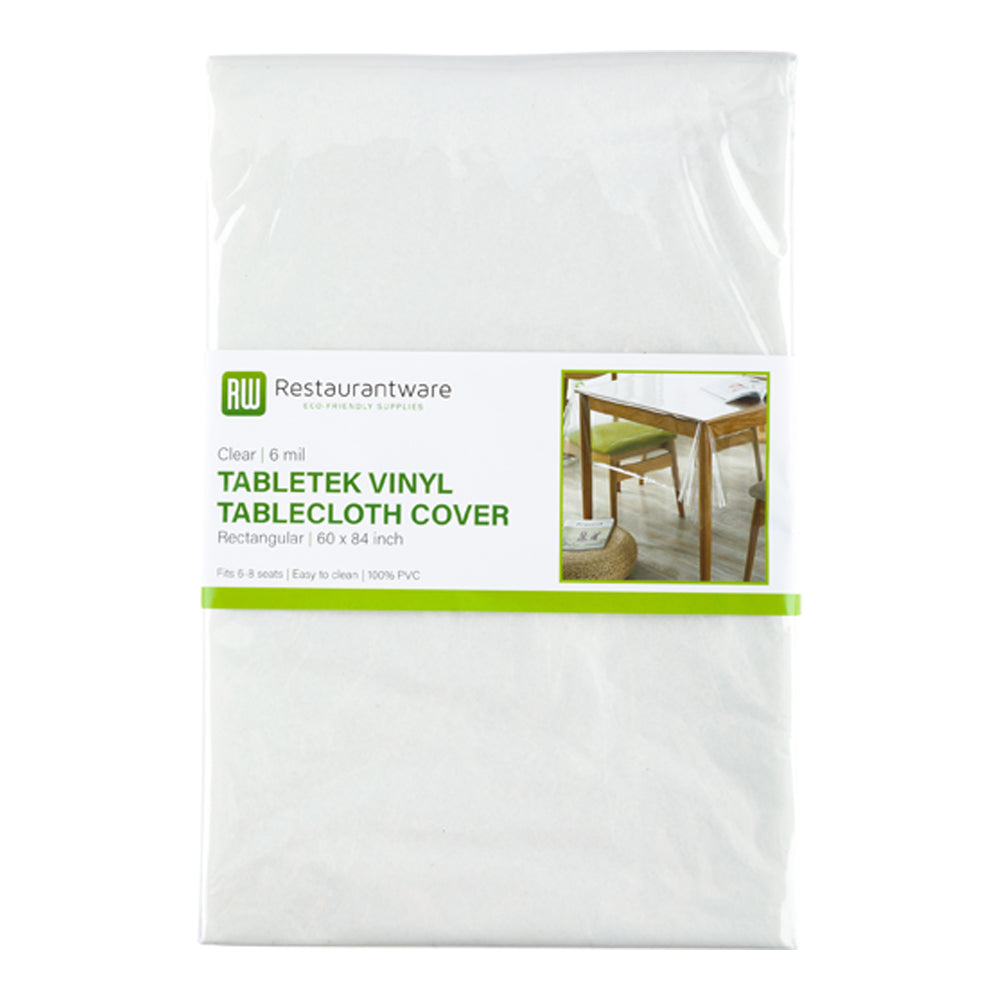 Table Tek Rectangle Clear Plastic Tablecloth Cover - 6 mil Thick - 84" x 60" - 1 count box