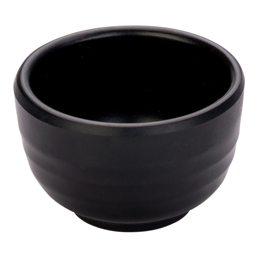 Voga 2 oz Round Black Melamine Condiment Cup - Japonais - 2 1/2" x 2 1/2" x 1 1/2" - 10 count box