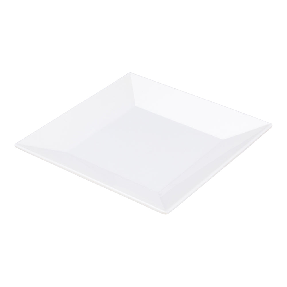 Voga Square White Melamine Medium Plate - Classic - 8" x 8" x 1" - 4 count box