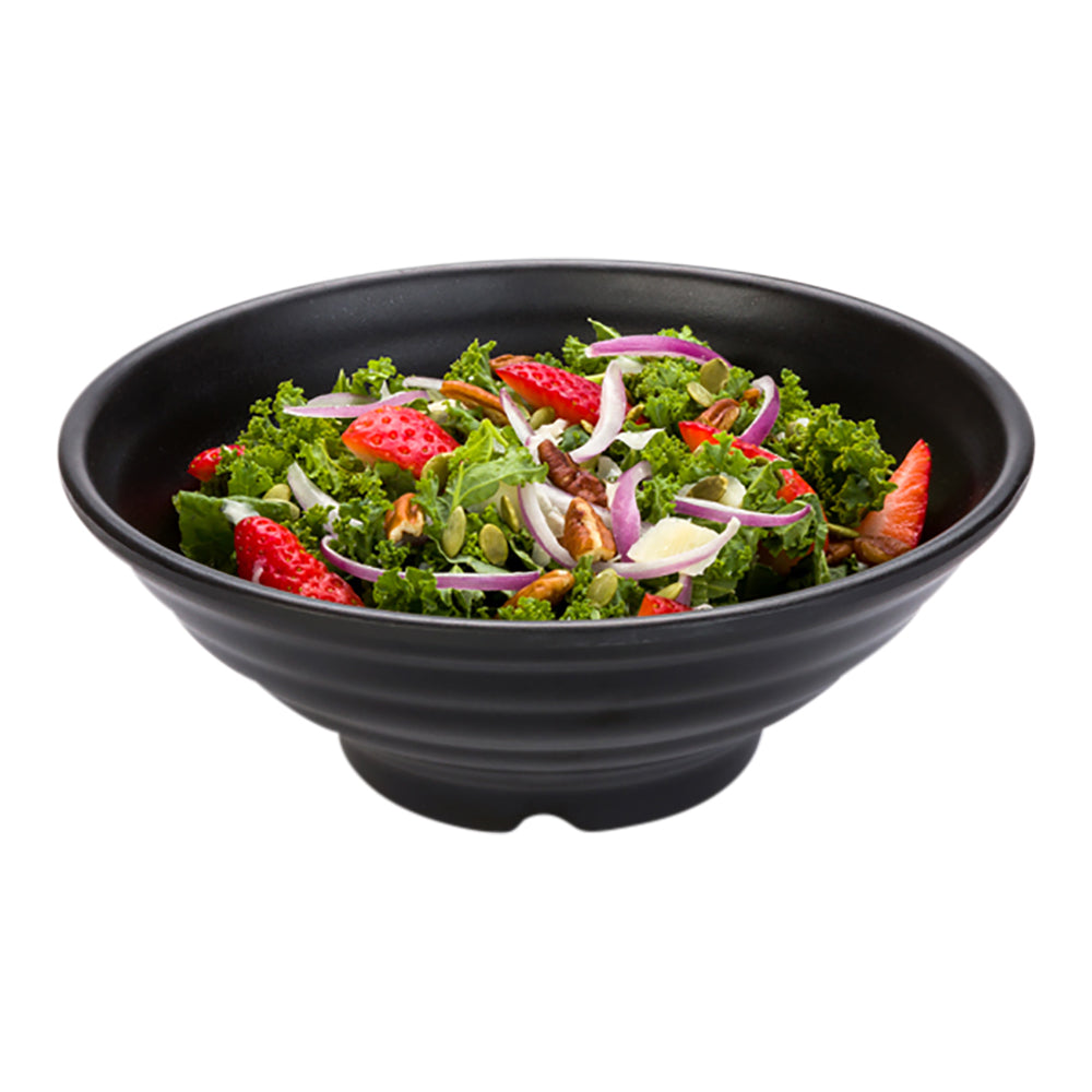 Voga 42 oz Round Black Melamine Extra Large Bowl - Japonais, Faux Stone - 8 3/4" x 8 3/4" x 3 1/4" - 2 count box