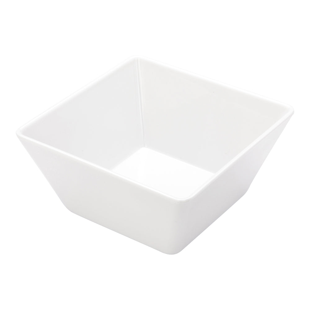 Voga 45 oz Square White Melamine Serving Bowl - Classic - 7" x 7" x 3 1/4" - 10 count box