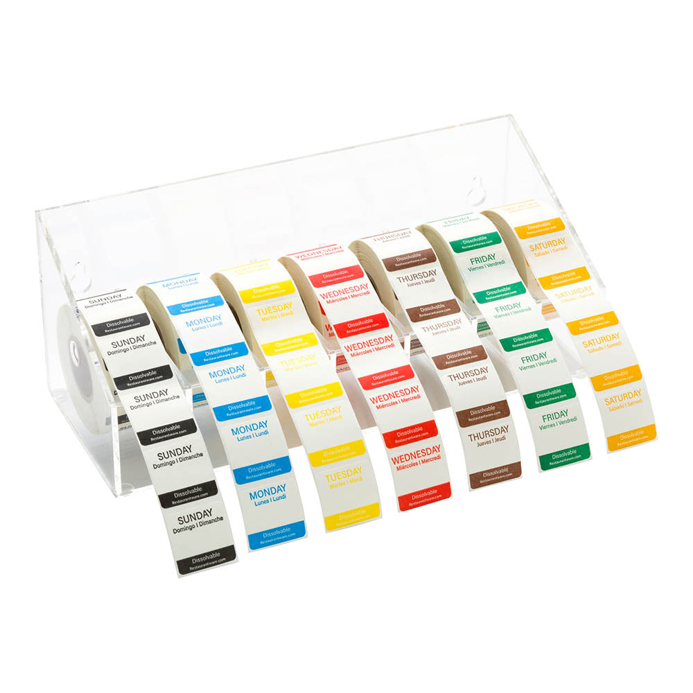 RW Smart Clear Acrylic Label Dispenser - 7 Slots - 14 1/2" x 3 1/2" x 3 1/2" - 1 count box