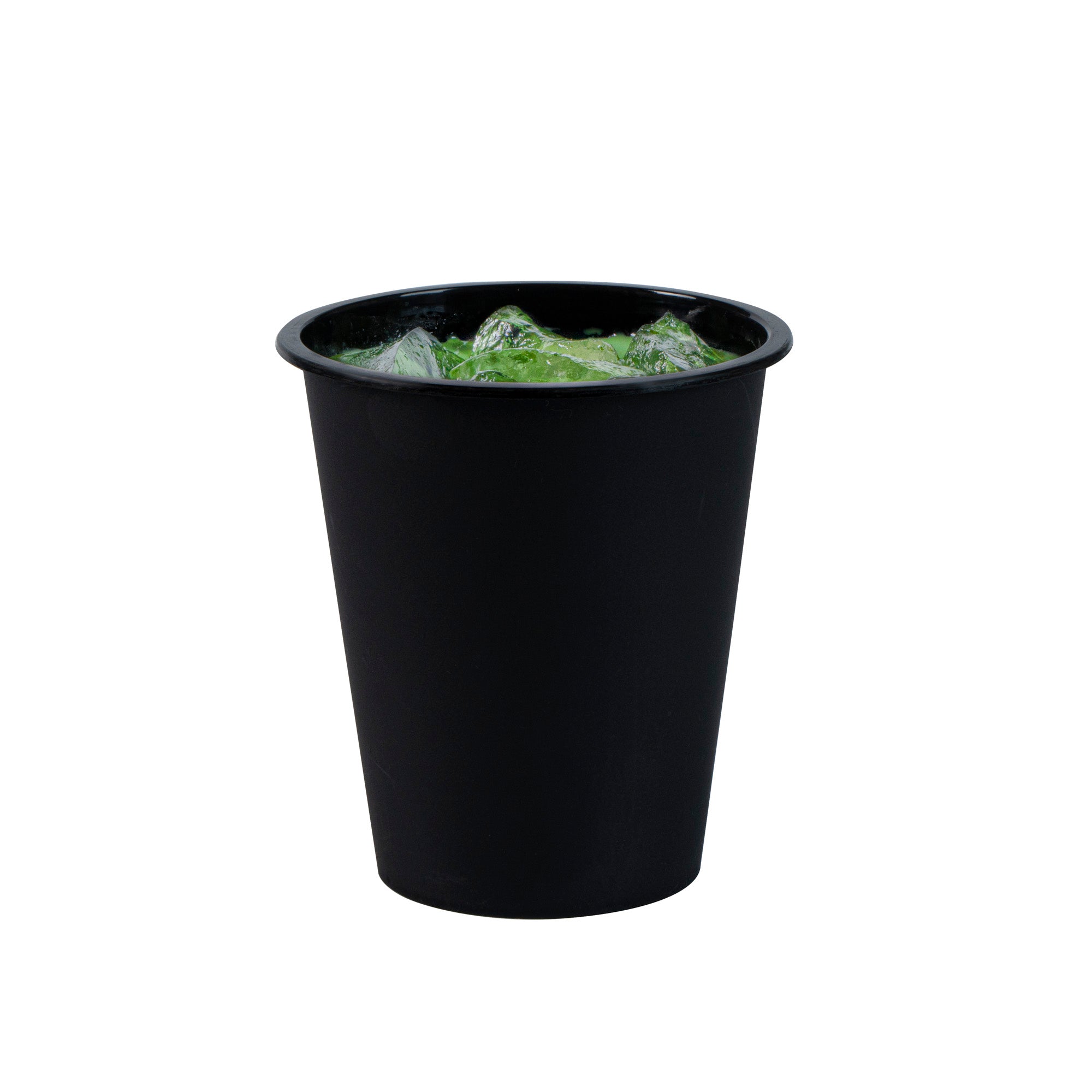 Bev Tek 12 oz Round Matte Black Plastic Hot / Cold Drinking Cup - 3 1/2" x 3 1/2" x 4" - 100 count box