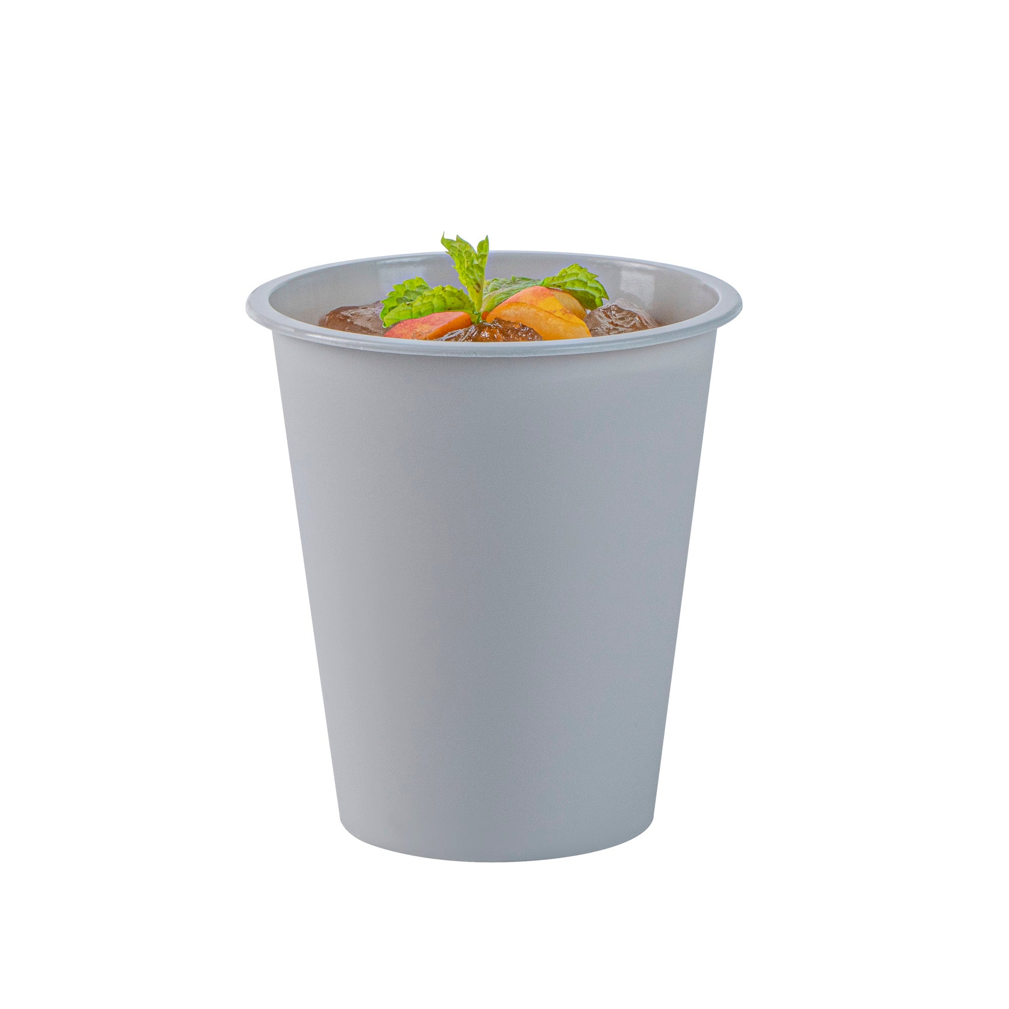 Bev Tek 12 oz Round Matte Gray Plastic Hot / Cold Drinking Cup - 3 1/2" x 3 1/2" x 4" - 100 count box