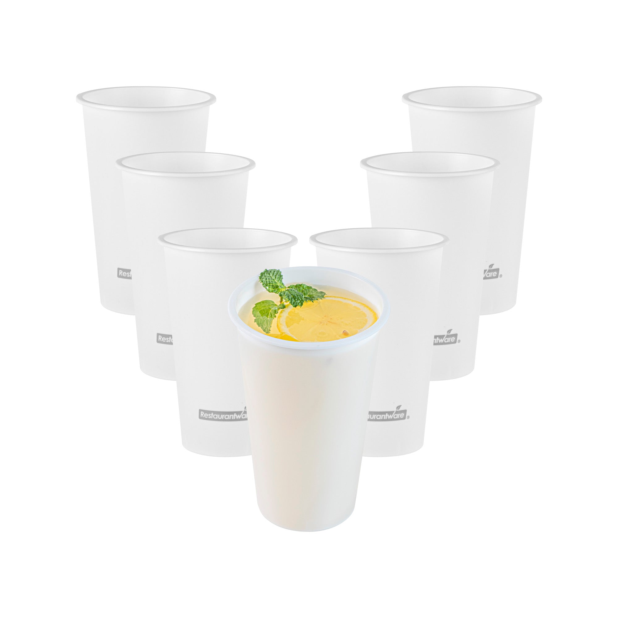 Bev Tek 16 oz Round Matte White Plastic Hot / Cold Drinking Cup - 3 1/2" x 3 1/2" x 5 1/4" - 100 count box