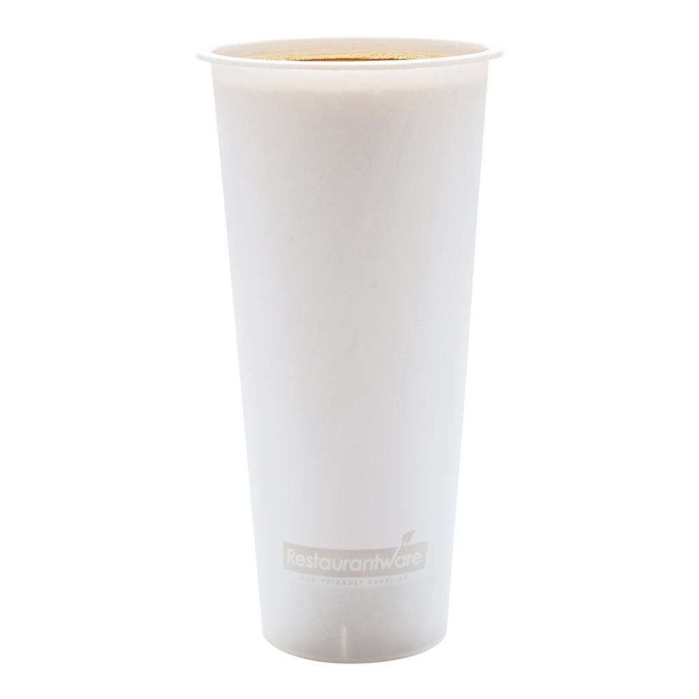 Bev Tek 24 oz Round Matte White Plastic Hot / Cold Drinking Cup - 3 1/2" x 3 1/2" x 7" - 100 count box