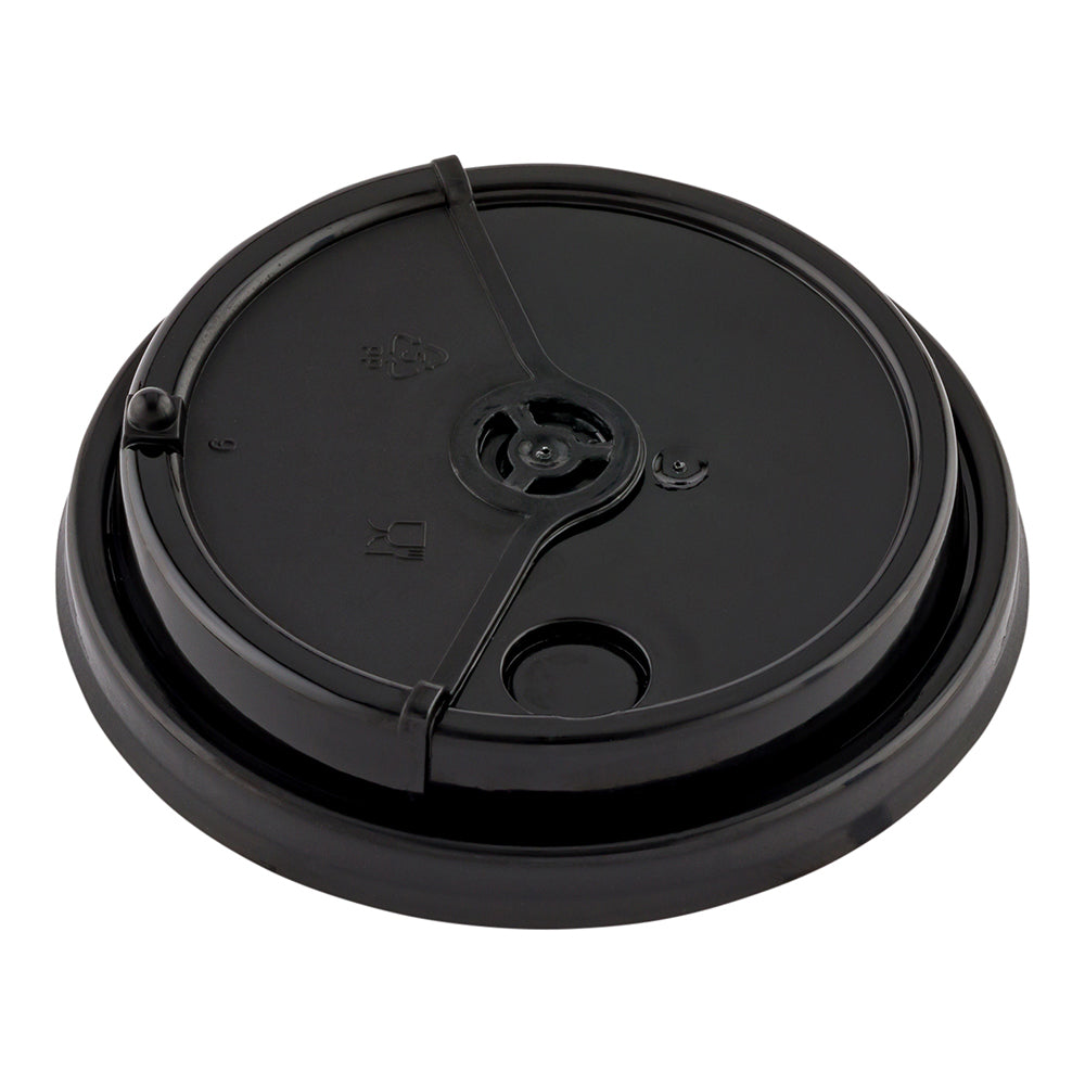 Black Plastic 2-in-1 Straw or Sip Coffee Cup Lid - Fits 8, 12, 16 and 20 oz - 100 count box