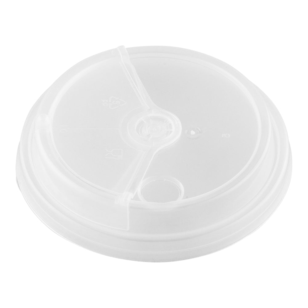 Bev Tek Clear Plastic 2-in-1 Straw or Sip Hot / Cold Drinking Cup Lid - Fits 12, 16 and 24 oz - 100 count box